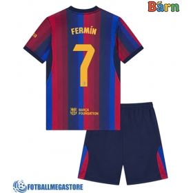 Fotballdrakt Barn Barcelona Fermin Lopez #7 Hjemmedraktsett 2026-27 Kortermet (+ Korte bukser)